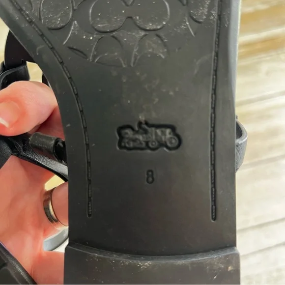 Coach Jaci Logo Leather Sandals - Picture 12 of 13